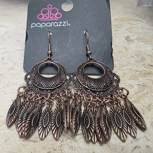 Paparazzi Bronze Feather Dangle Earrings. Dream Catchers.